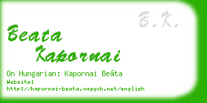 beata kapornai business card