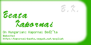 beata kapornai business card